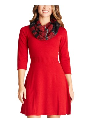 

BCX DRESS Женское красное мини-платье с рукавом 3/4 + расклешенное платье для юниоров, Красный