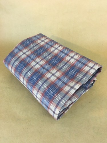Vintage Cotton Shirt lightweight Fabric Plaid Brown Blue  2 yards  34inch Rare