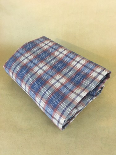 Vintage Cotton Shirt lightweight Fabric Plaid Brown Blue  2 yards  34inch Rare