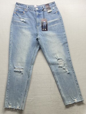 36'' WAIST (17) | SUPER HIGH RISE SLIM STRAIGHT CROP JEANS - LIGHT WASH BLUE