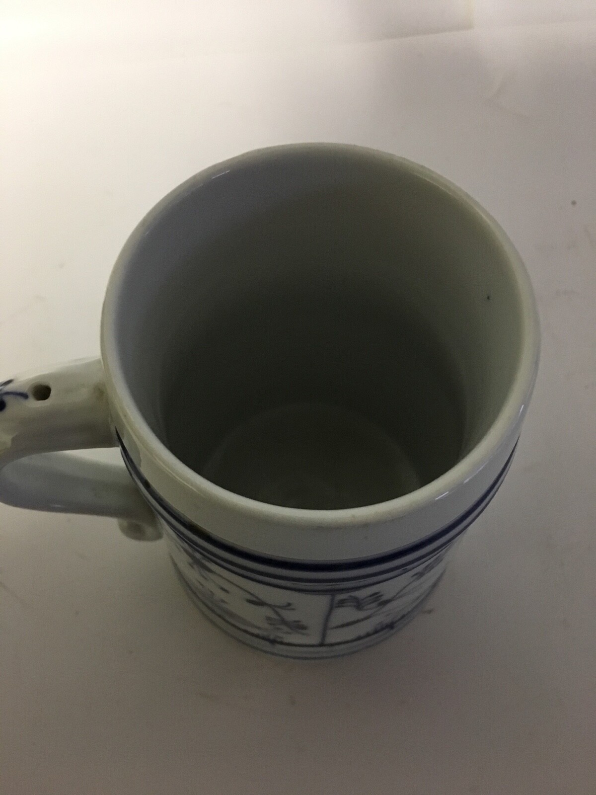 antique Meissen porcelain stein blue white onion Germany Tankard Mug Cup