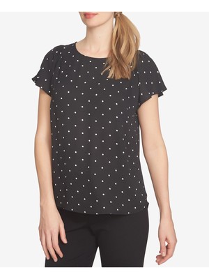 

CECE Женская черная блузка с круглым вырезом и рукавами в горошек, Черный