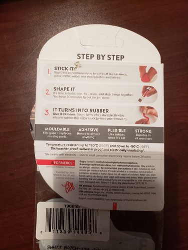 Sugru Mouldable Glue Pack 3 packs of 3  Snow White 9 total exp 10-1-18