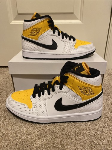 Nike Air Jordan 1 Mid Perforated White Gold Women Size 8.5W