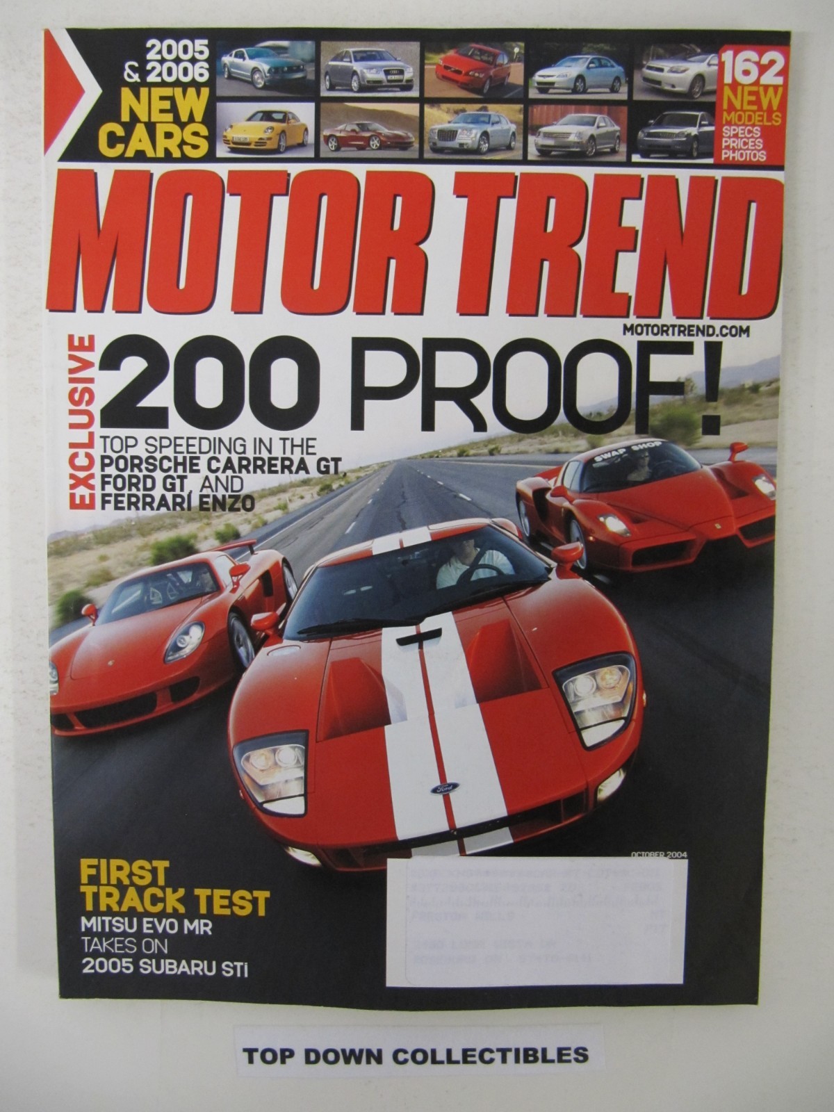 Motor Trend Magazine October 2004 Porsche Carrera GT/Ford GT