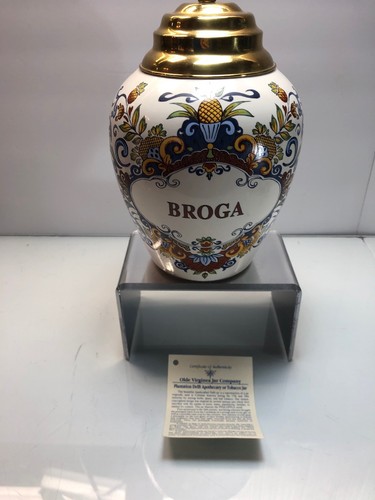 DELFT POLYCHROME Old Virginia Jar Co Broga    Jar With Lid 9”