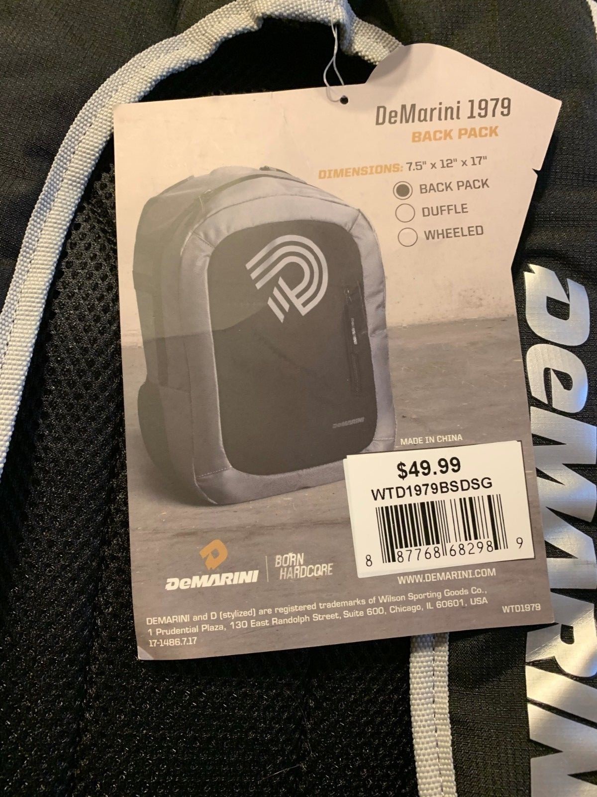 DeMarini 1979 Baseball Bat Bag Back Pack Black New