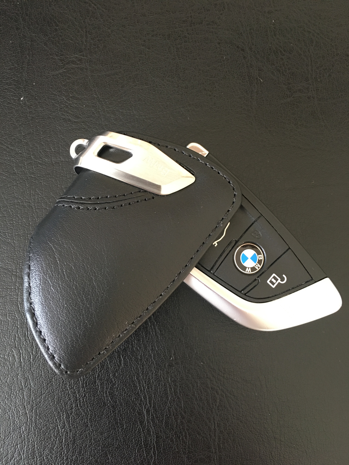 BMW Genuine Key Holder Fob Leather Case/Cover Luxury Black F15 X5