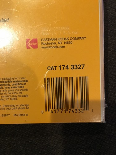 Kodak Photo Paper Gloss Sealed Vintage 4x6 100 Sheets New 44 lb 6mil Instant Dry