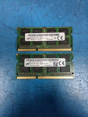2pc of 4GB DDR3 1333 MHz 2Rx8 PC3-10600S SODIMM 1.5V 204 Pin Laptop AIO MICRON