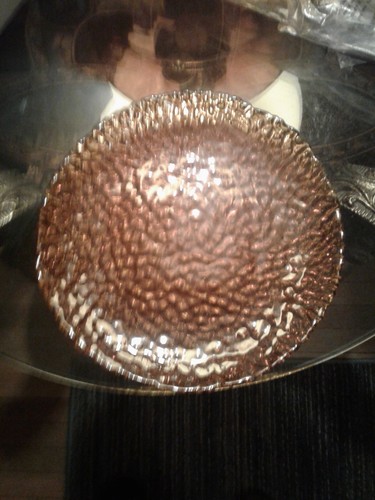 4 Amber Glass Dinner Plates Gold Dimpled Party Lite Siena Lights Lites Pebbled