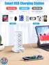 Tower Power Strip with 15W Wireless Charger, 6FT Flat Plug Extension Cord with Multiple Outlets, 12 AC Outlets, 4 USB Ports (2 USB C) Charging Station Surge Protector for Office Home Dorm Room (White)