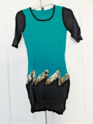 Gorgeous Tunic Top, VERA MODA, Green and Black with Gold Bling, Super Cute!!!
