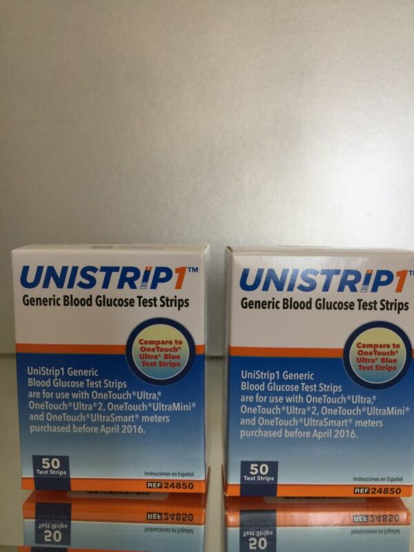 UniStrip Glucose Test Strips 100 ct Generic One Touch Ultra Strips EXP 05/2025