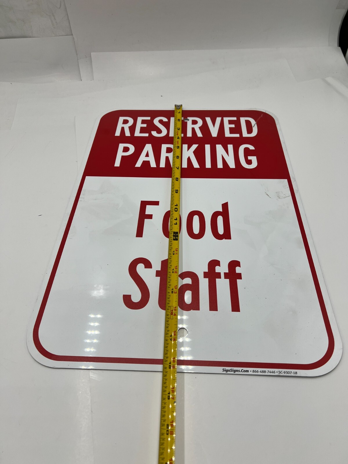 Genuine Sigo Signs Reserved Parking Food Staff SC-9307-18 12" x +-18" Metal