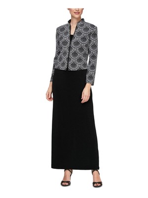 

ALEX EVENINGS Женская черная вечерняя куртка с длинным рукавом Petites, Черный, 8227567