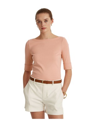 Розовый женский топ с вырезом лодочкой RALPH LAUREN Petites PM/M