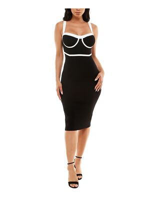 ПОЧТИ ЗНАМЕНИТОЕ женское коктейльное платье-свитер миди с черным корсетом без рукавов L