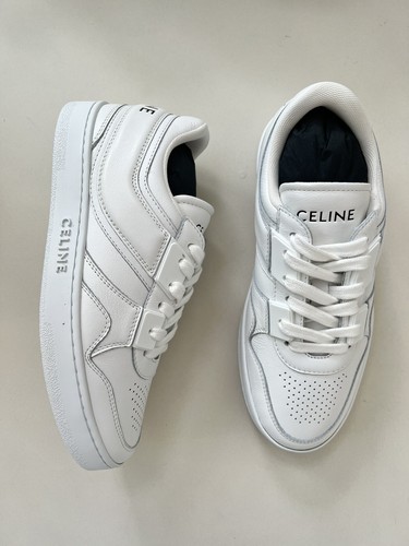 CT-07 CELINE TRAINER LOW LACE-UP SNEAKER IN CALFSKIN - OPTIC WHITE