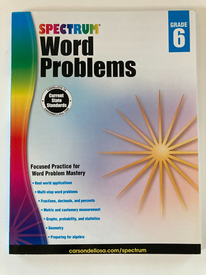 Word Problems Workbook Grade 6 Spectrum c2014 New