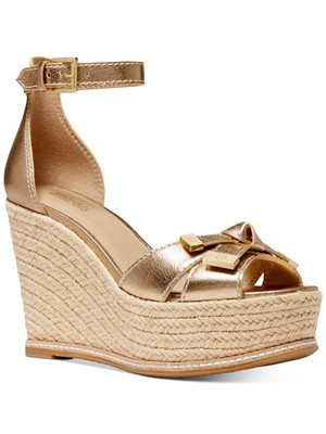 

MICHAEL KORS Женские кожаные эспадрильи на танкетке Ripley Gold 1 на платформе, Золотой, 40S0RIMS1M