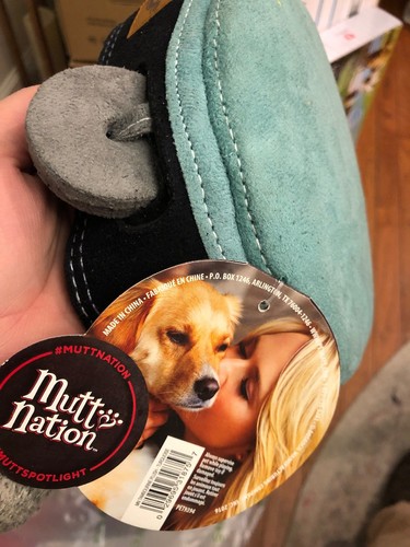 Mutt Nation Durable LEATHER Squeak Dog Toy Turquoise Miranda Lambert