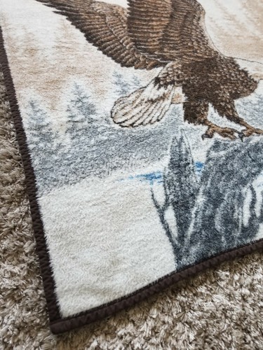 Gorgeous Vintage Made in Germany Plush Throw American Eagle Blanket 50