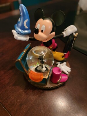 Disney Mickey Mouse Mini Snow Globe Fantasia Trunk Steamboat Figurine 4.5''