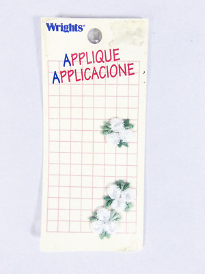 Wright Floral White and Green Embroidered Sew On Patch Embroidery 