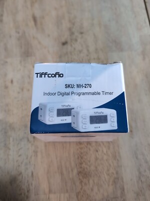TiFFCOFiO Indoor 15A/1875W Digital Light Programmable Outlet Timer 2 Prong Plug