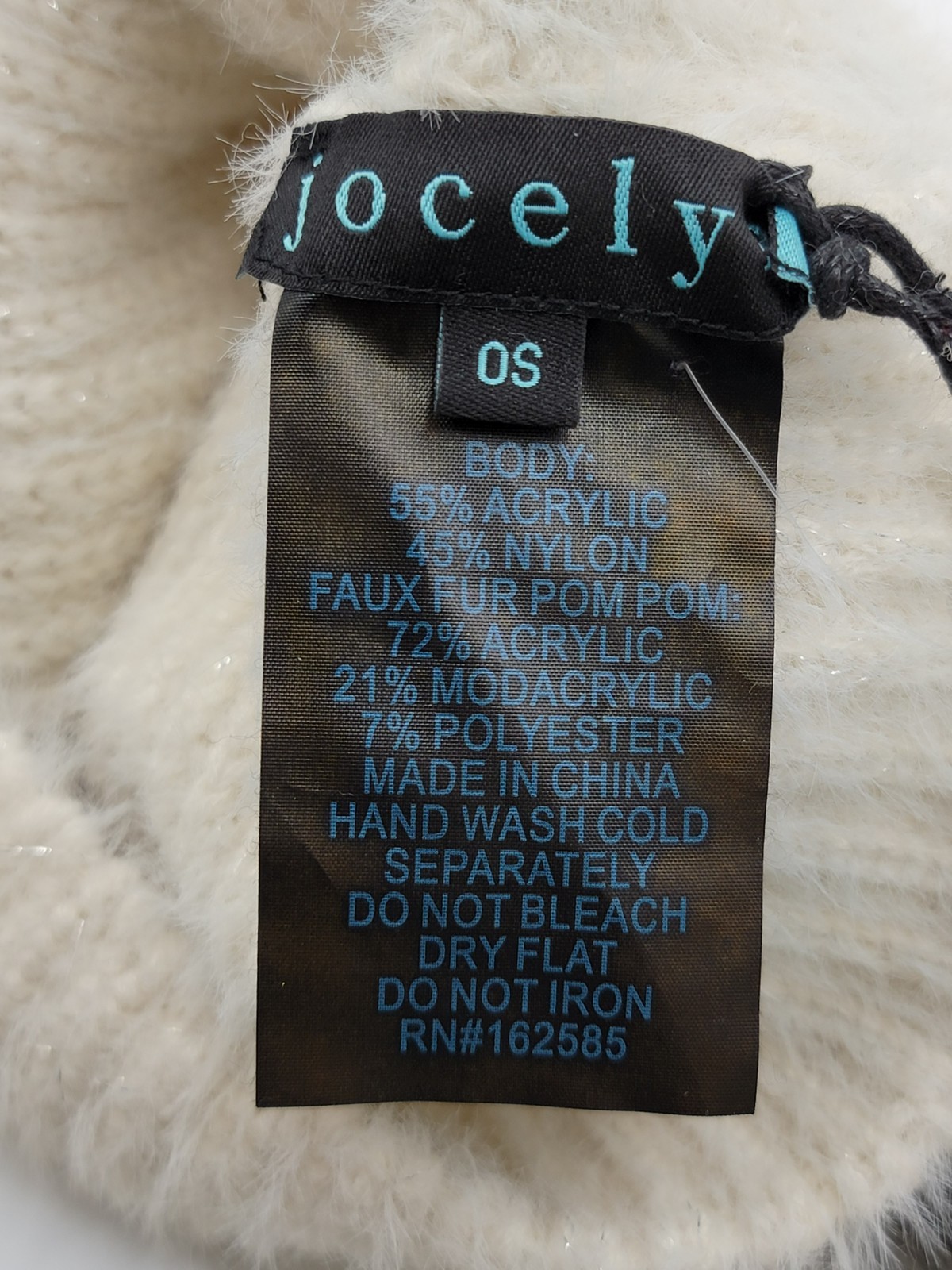 Jocelyn Faux Alpaca Crystal Embellished Hat Women's One Size Ivory Pom Pom Top - Picture 9 of 11
