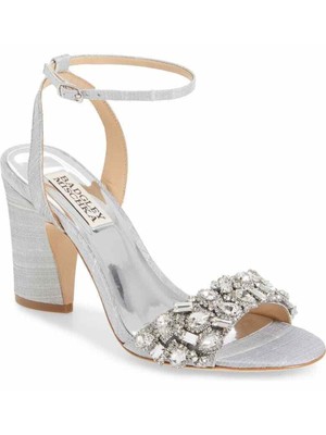 

BADGLEY MISCHKA Женские босоножки с серебряным ремешком и круглым носком на блочном каблуке 7,5, Серебряный, MP5331