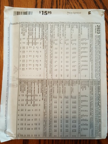 VINTAGE UNOPENED McCALLS PATTERN MISS/PETITE JACKET/PANTS/SKIRT S 8-10-12 # 2923