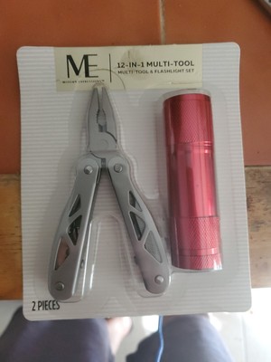 ME  12 In 1 Multitool Knife - Silver  With Mini Flash Light Set