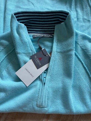 CAROLINE GRACE 1/4 Zip Cotton & Cashmere Blend Sweater Woman's SZ XSmall NWT $89