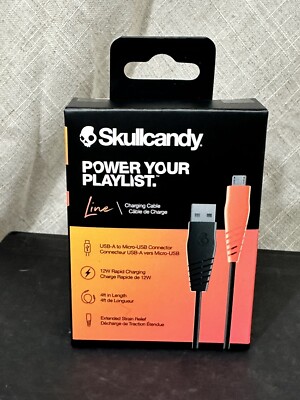 Skullcandy Line Charging Cable USB-A to Micro-USB Connector Works W Android 4ft