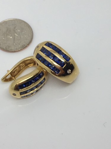 Authentic VAN CLEEF & ARPELS  Diamond Sapphire 18k Yellow Gold Rare  Earrings