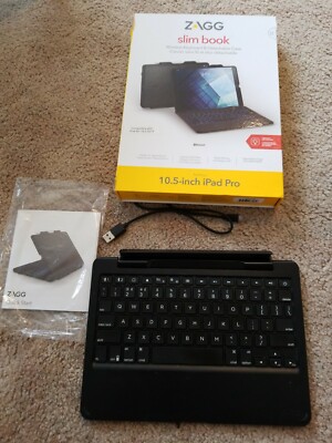 ZAGG Slim Book Ultrathin Case, keyboard & cable 1 small crack case broken 