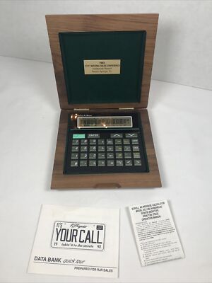 RJ Reynolds Data Bank Calculator In Walnut Wood Case 1992 Sales Conference