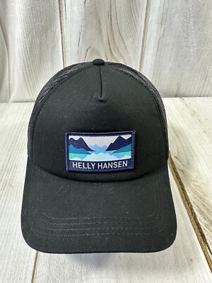 Helly Hansen Nord Mountain Print Trucker Hat Cap Black Snapback One size