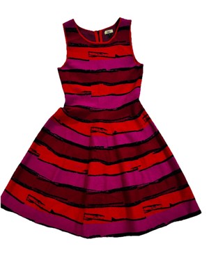Issa London Sleeveless Striped Knee Length Scoop Neck Dress Size Medium Pink
