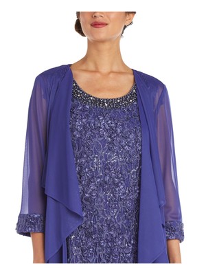 

R-M RICHARDS Женский фиолетовый кардиган с рукавами 3/4 и открытым передом Duster Petites