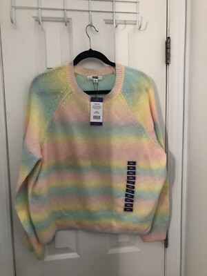 NWT BB Dakota by Steve Madden FAB! in Pink & Yellow Ombre Stripe Sweater XXL