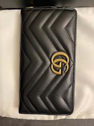 Gucci GG Marmont zip around wallet black | eBay