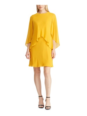 

RALPH LAUREN Женское желтое платье с рукавом 3/4 выше колена + расклешенное платье, Желтый