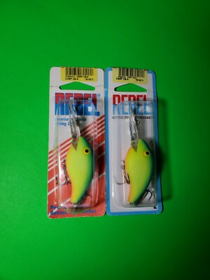 2 Rebel Crankbait L 2.64 Inch 3-6 Ft Dive, Blue, Yellow, Orange CB-A Deep (b6)