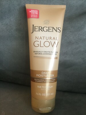 JERGENS NATURAL GLOW DAILY MOISTURIZER FAIR TO MEDIUM 7.5 FL OZ TUBE - NEW