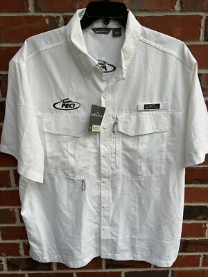 NWT Eddie Bauer Performance Fishing Shirt. Short Sleeve Button Down White XXL