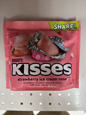 Hershey Kisses Strawberry Ice Cream Cone Limited Edition 9 Oz Bag Candy New