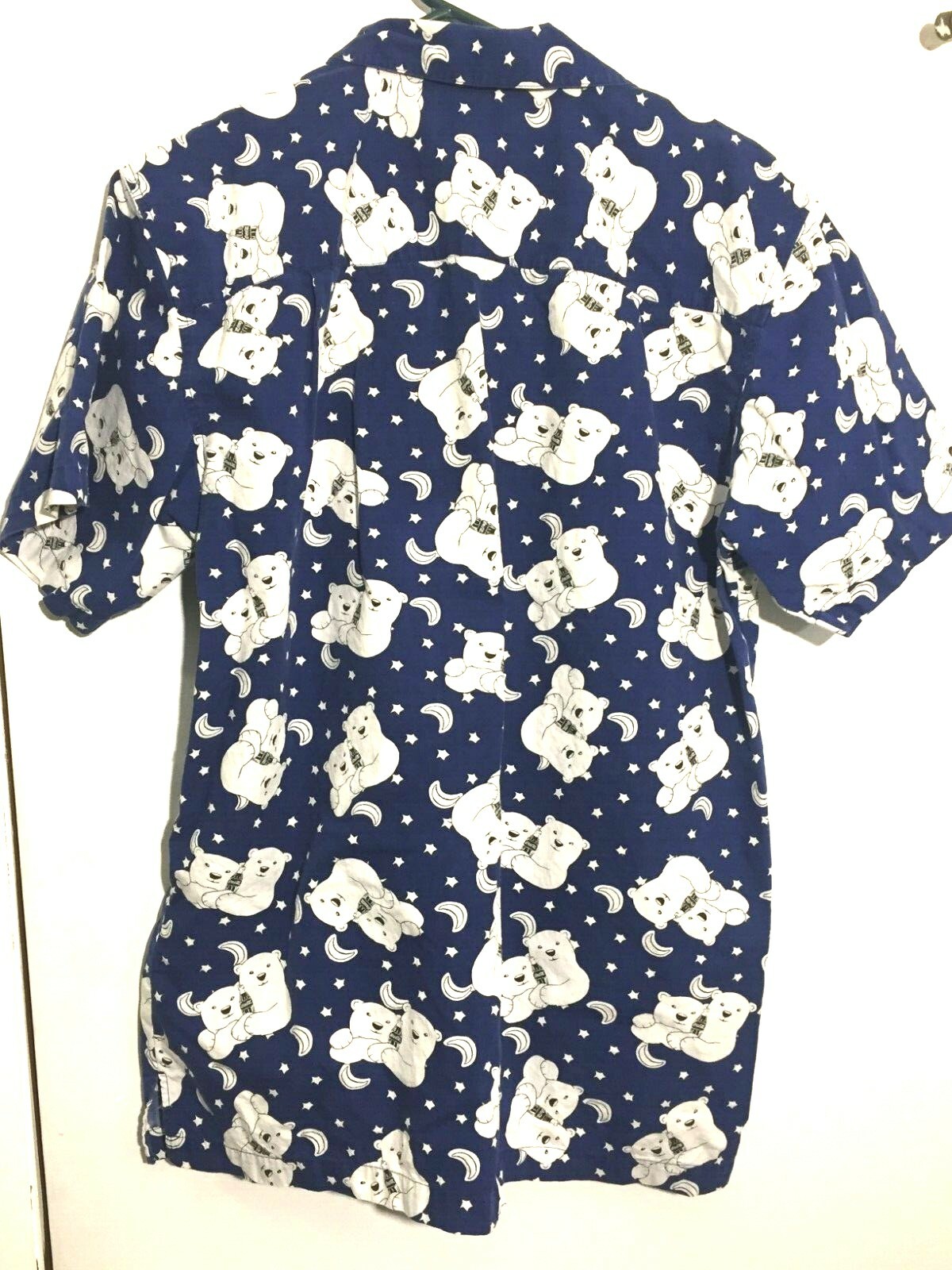 Vintage COCA-COLA POLAR BEAR PAJAMA Shorts & SHIRT Size L Moon Stars K7